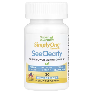 Super Nutrition, SimplyOne&reg;, See Clearly, потрійний засіб для підтримки зору, з лютеїном, зеаксантином, вітамінами, мікроелементами й рослинними екстрактами, зі смаком лісових ягід VI036 фото
